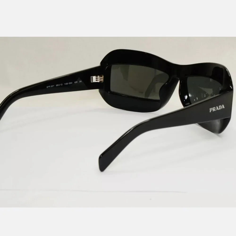 Prada Grey Italy Square Black Wrap Sunglasses